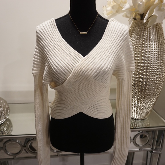 Cream Knitted Wrap Over Top - Picture 1 of 7